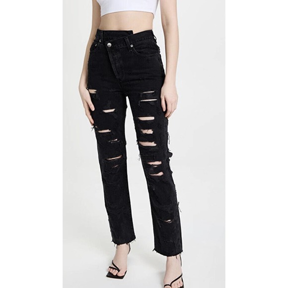 Agolde Criss Cross Straight Leg Jeans Size 27 in “Feverish” Distressed High Rise